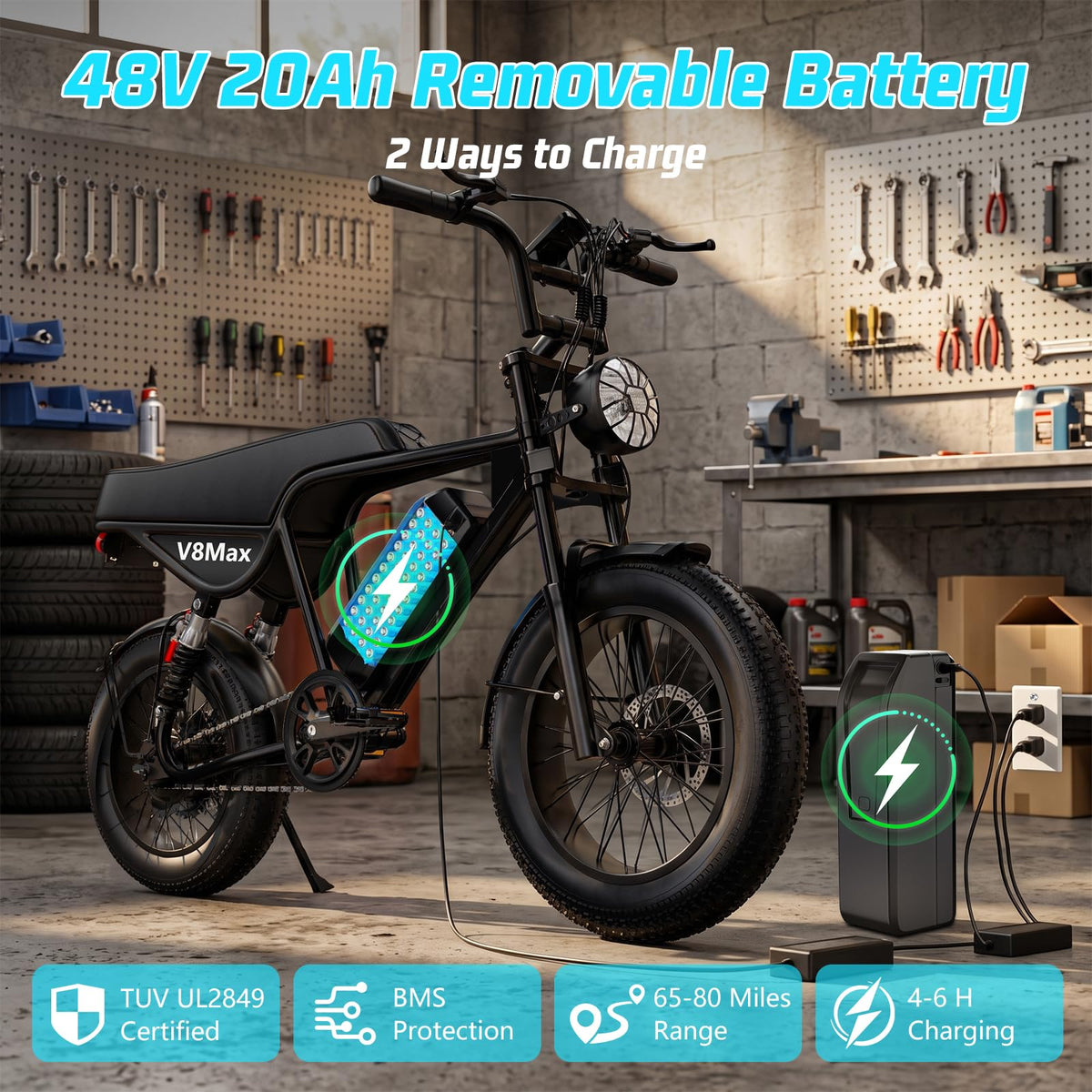 Electric Dirt Bike for Adults, 16"/20" x 4.0 Fat-Tire All-Terrain Ebike X1198