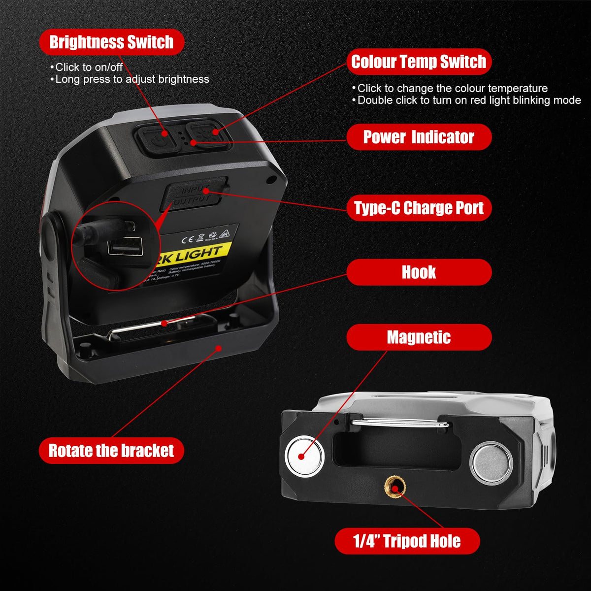 Magnetic Rechargeable Job Site Light with Hook G108