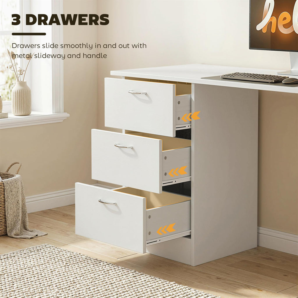 White Computer Desk with Drawers Z408