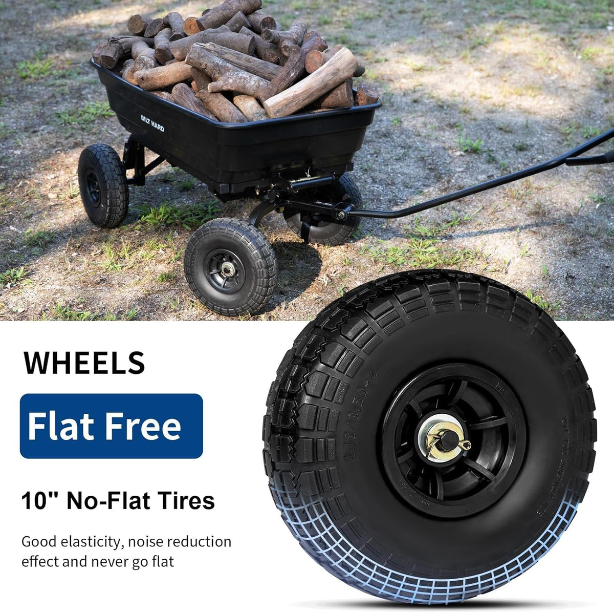 4 Cu.Ft. Poly Yard Dump Cart with 180° Rotating Handle A9041