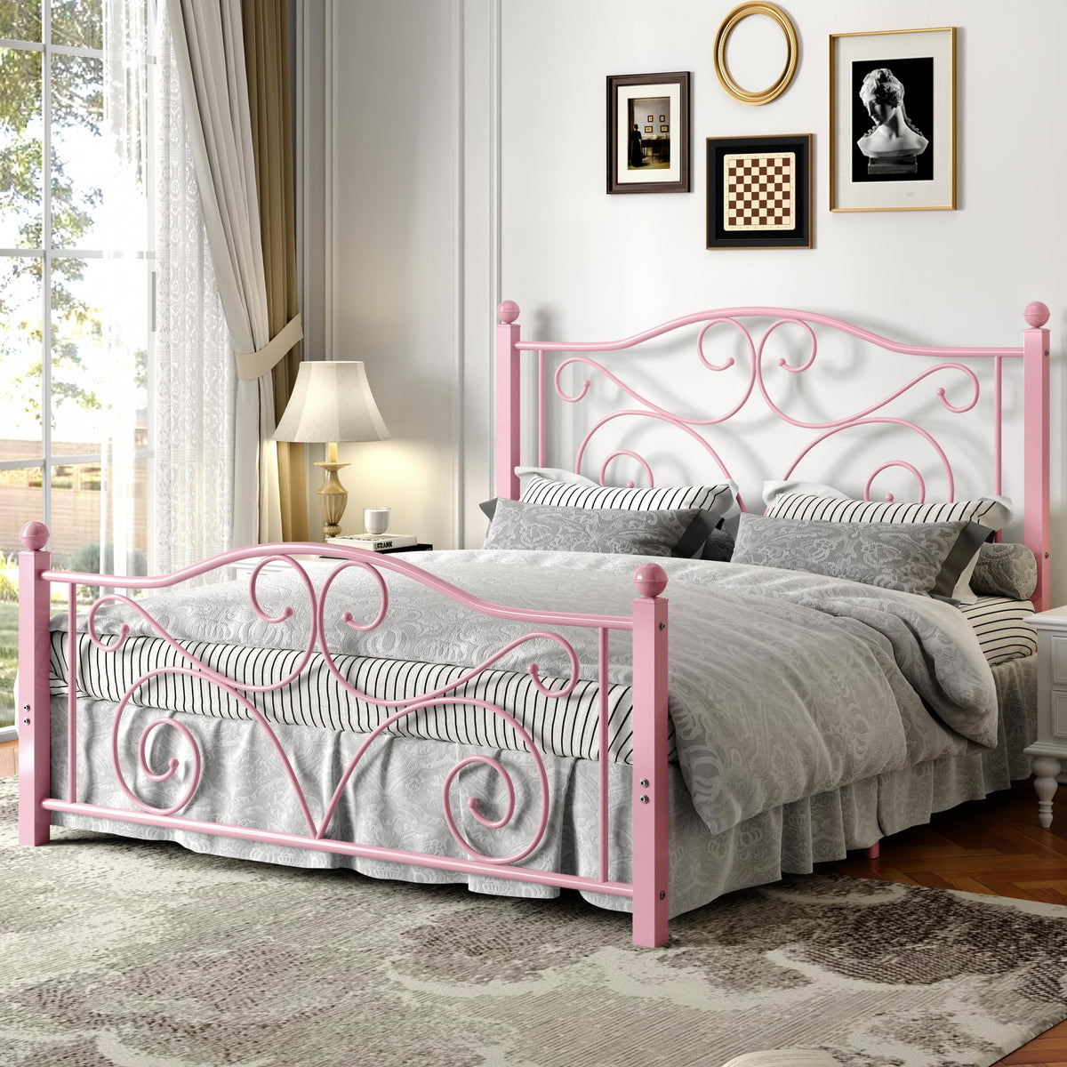 Full Size Metal Bed Frame with Headboard and Footboard M85143