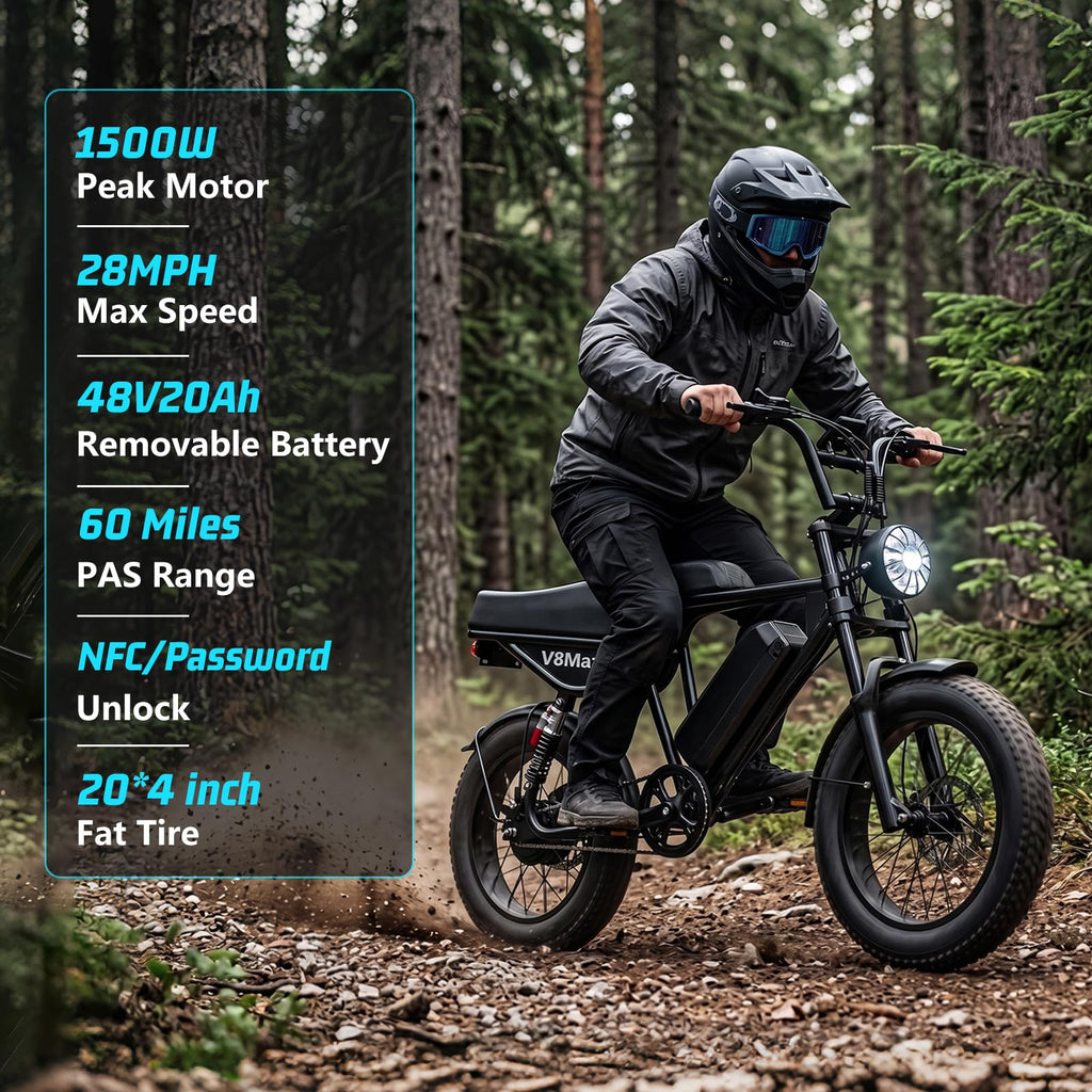 Electric Dirt Bike for Adults, 16"/20" x 4.0 Fat-Tire All-Terrain Ebike X1198