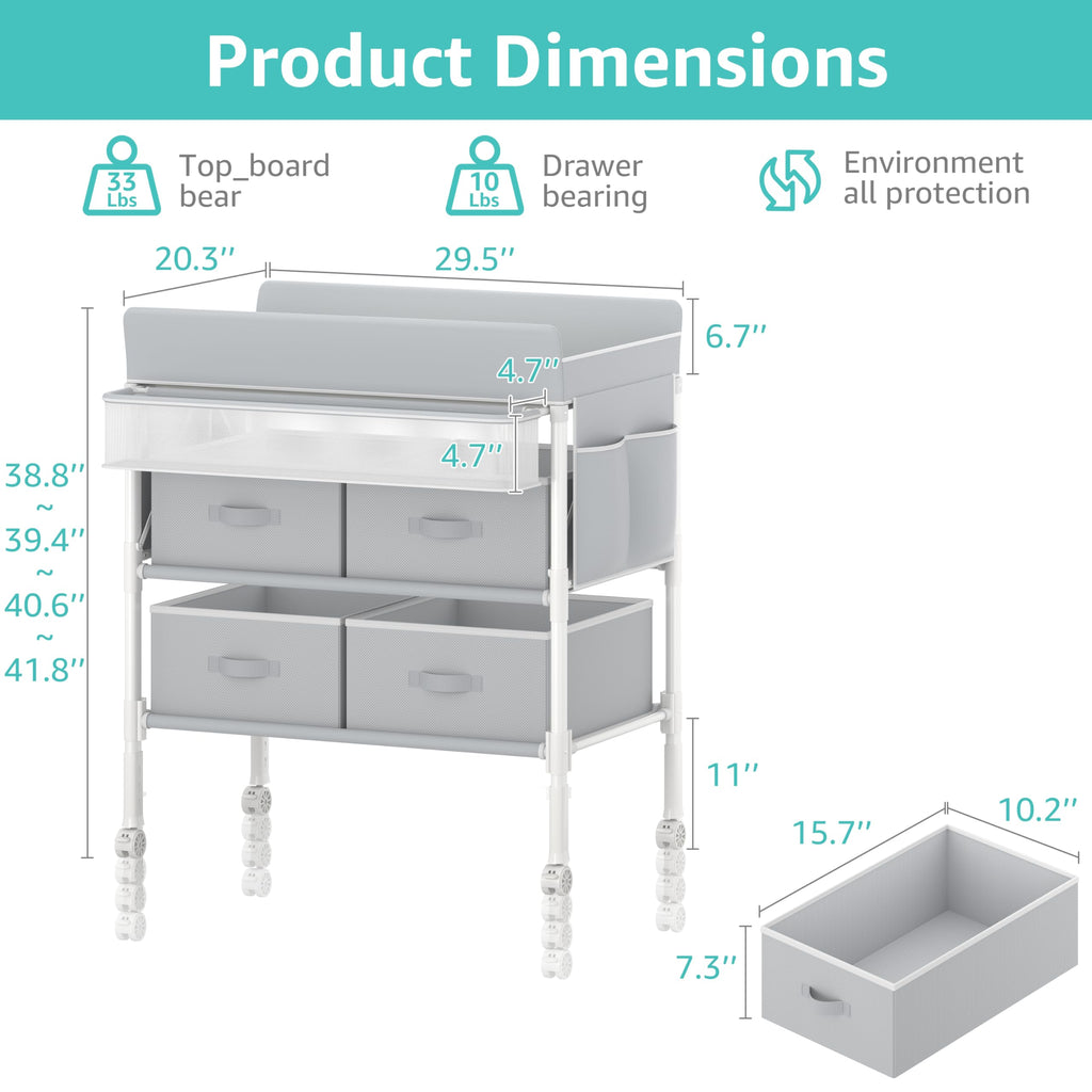 Grey Baby Changing Table with 4 Drawers X597801