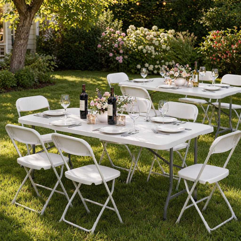 Set of 2 White 6 FT Folding Plastic Table A355