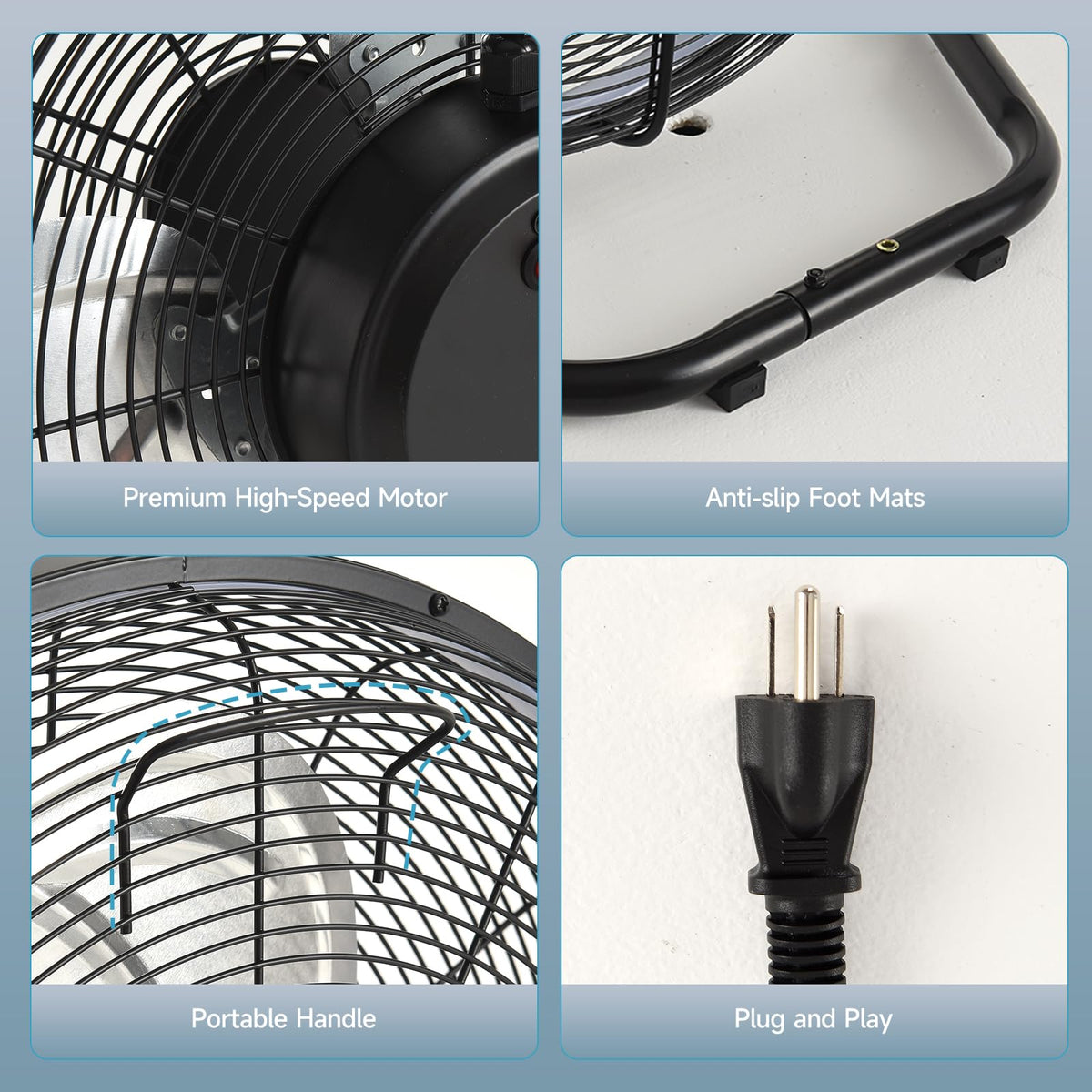 20" High Velocity Metal Floor Fan with Light K625989