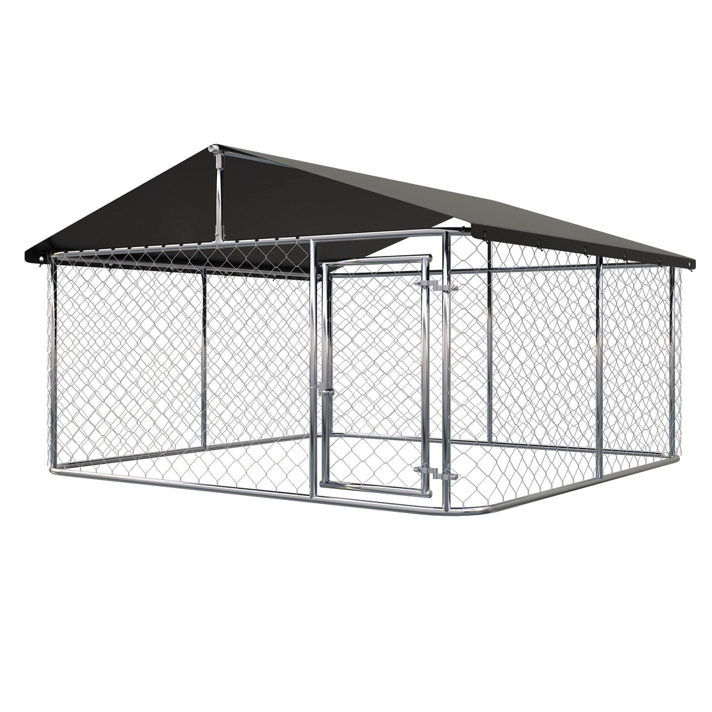 Outdoor Dog Kennel Steel Fence with Secure Lock 78”x 78” U991