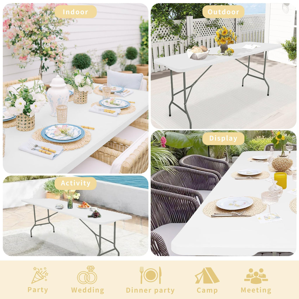 Set of 2 White 6 FT Folding Plastic Table A355