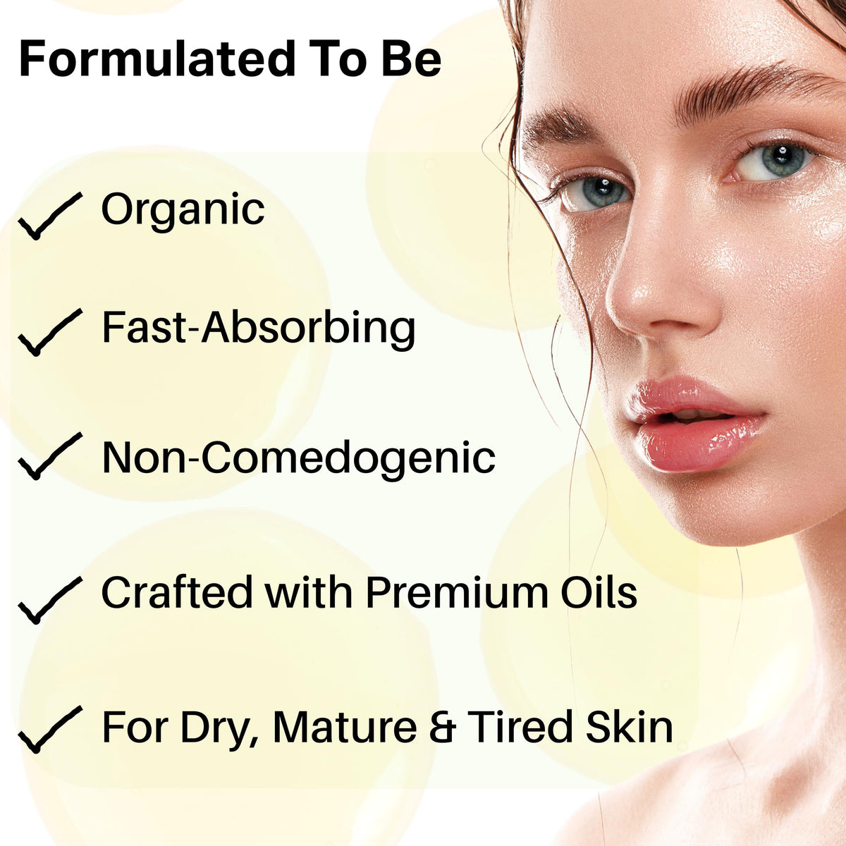 Organic Anti Aging Facial Oil with Sea Buckthorn, Jojoba, Squalane & Lavender 1oz U8693