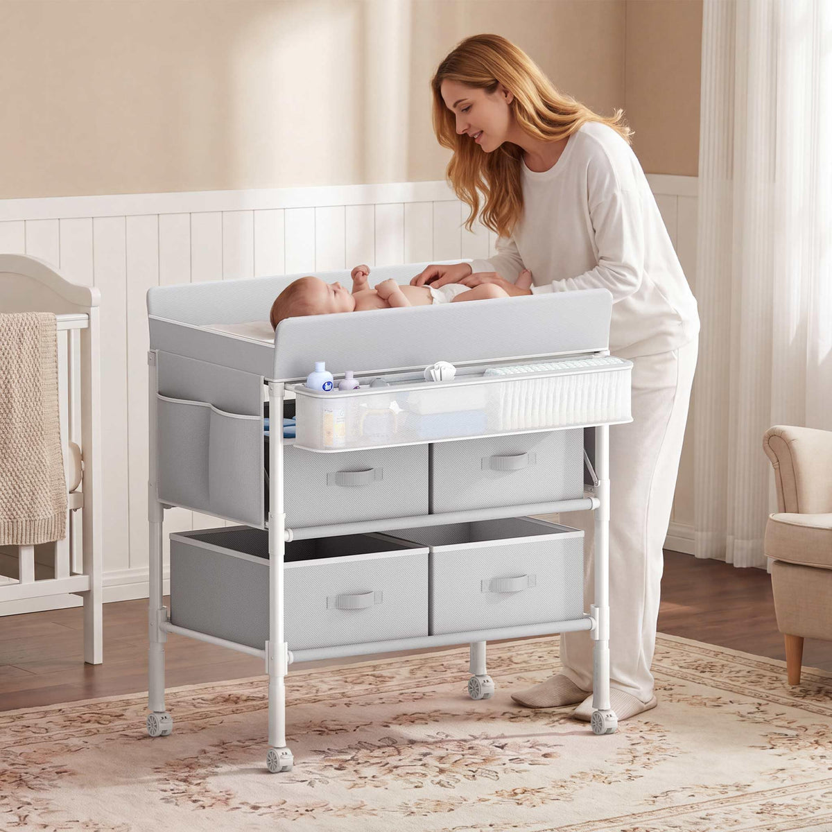 Grey Baby Changing Table with 4 Drawers X597801