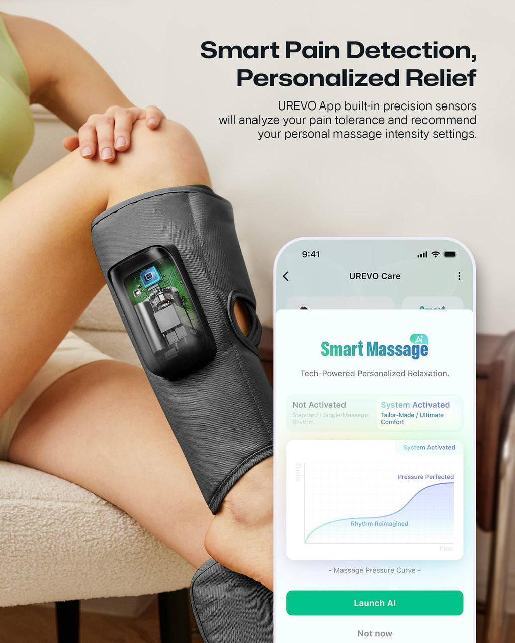 Smart Calf Massager with Air Compression, Adjustable Heat T4800