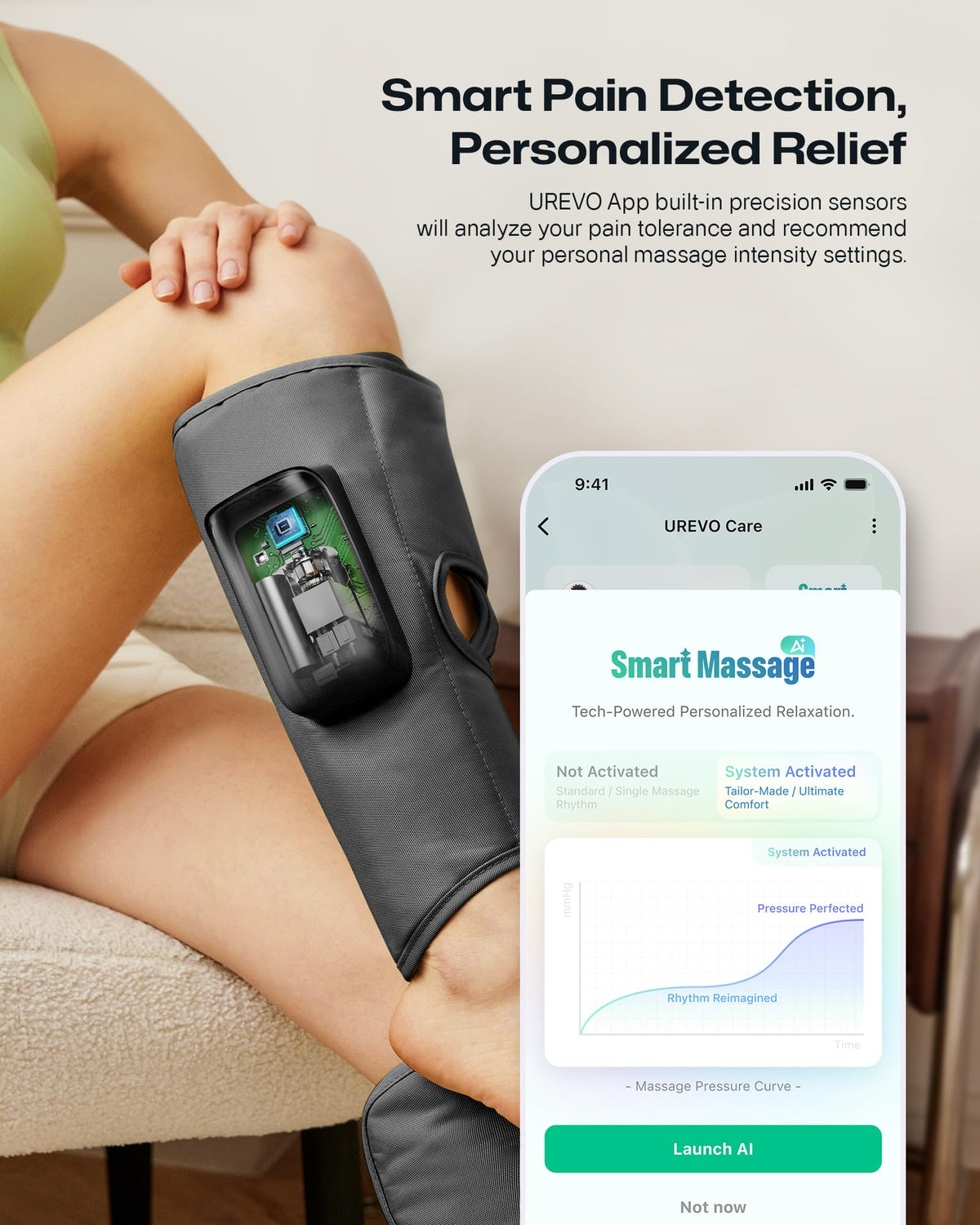Smart Calf Massager with Air Compression, Adjustable Heat T4800