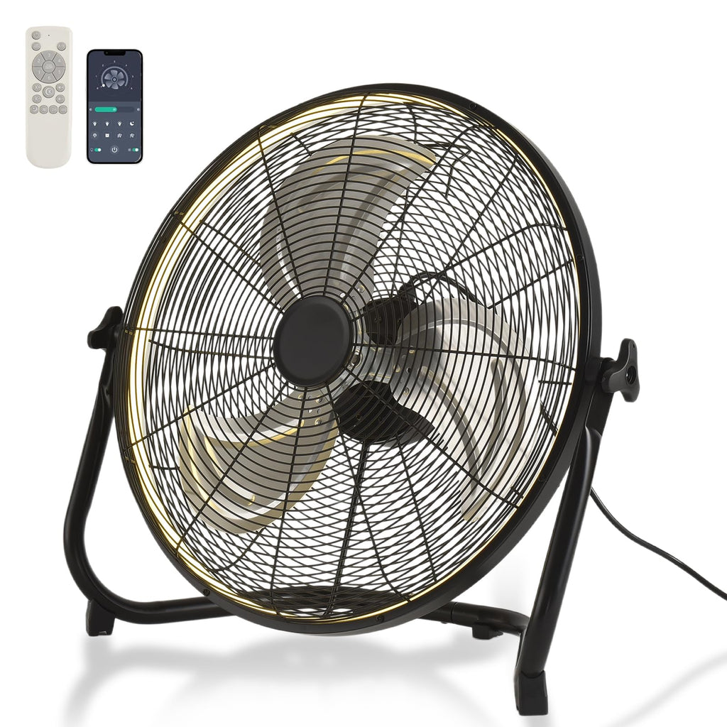 20" High Velocity Metal Floor Fan with Light K625989