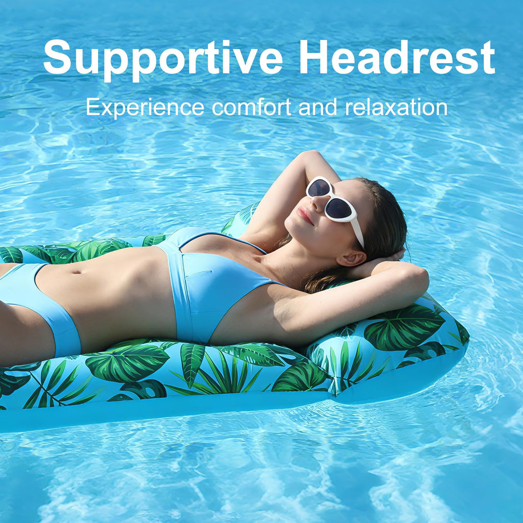 2 Pack Inflatable Pool Lounger with Headrest Drink Holder X621183