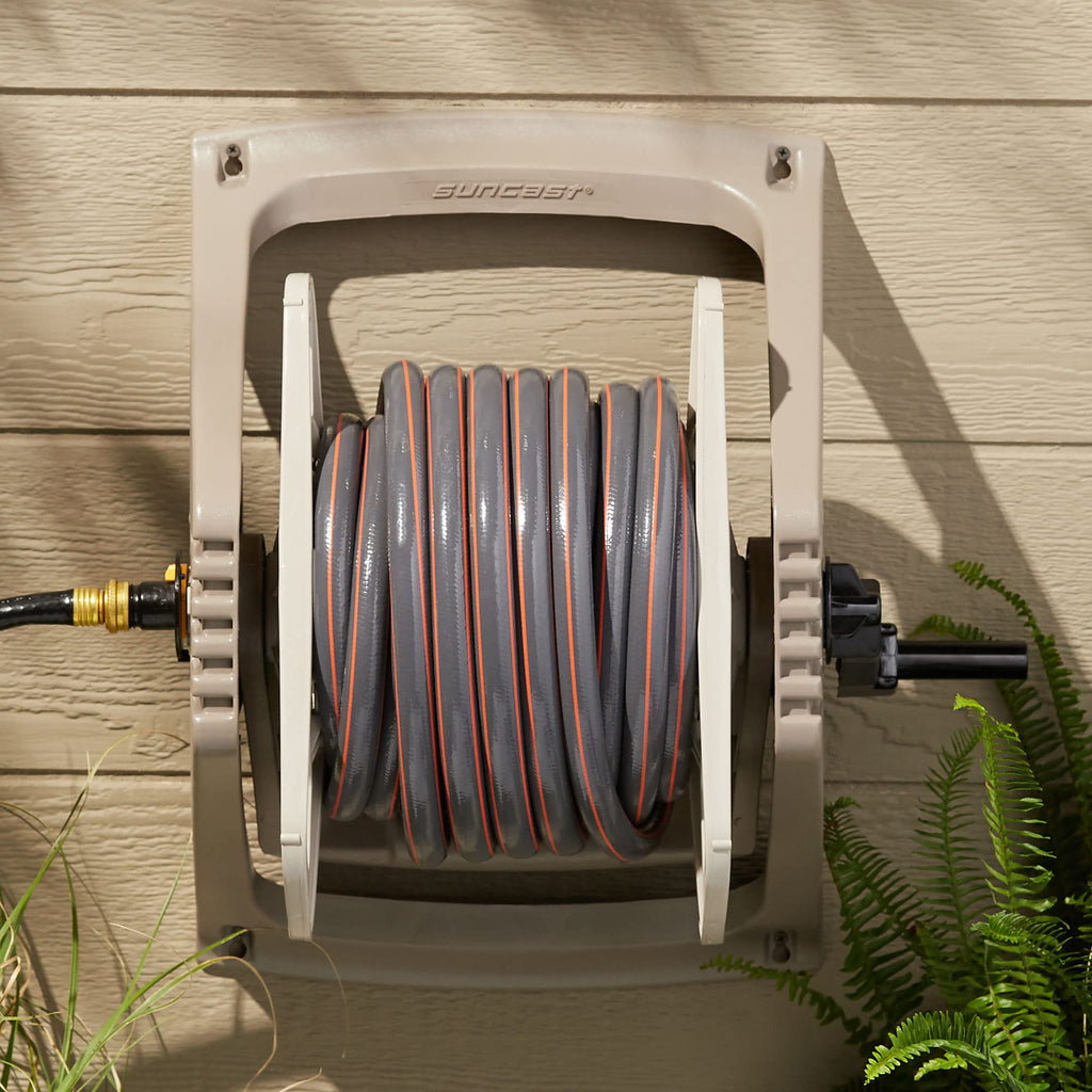 100 ft. Wall Mount Resin Garden Hose Reel with Lid F901