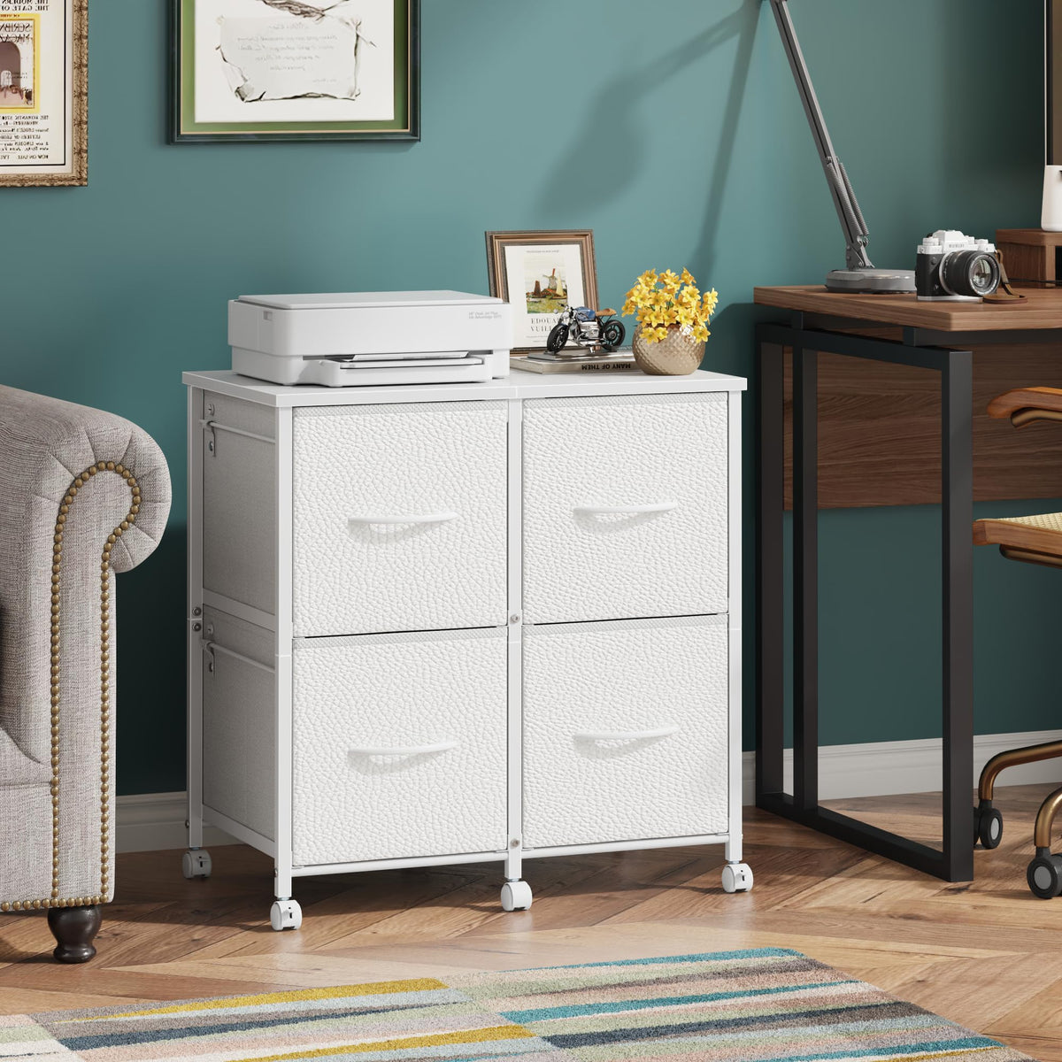 4 Drawer Mobile Lateral File Cabinet H6826