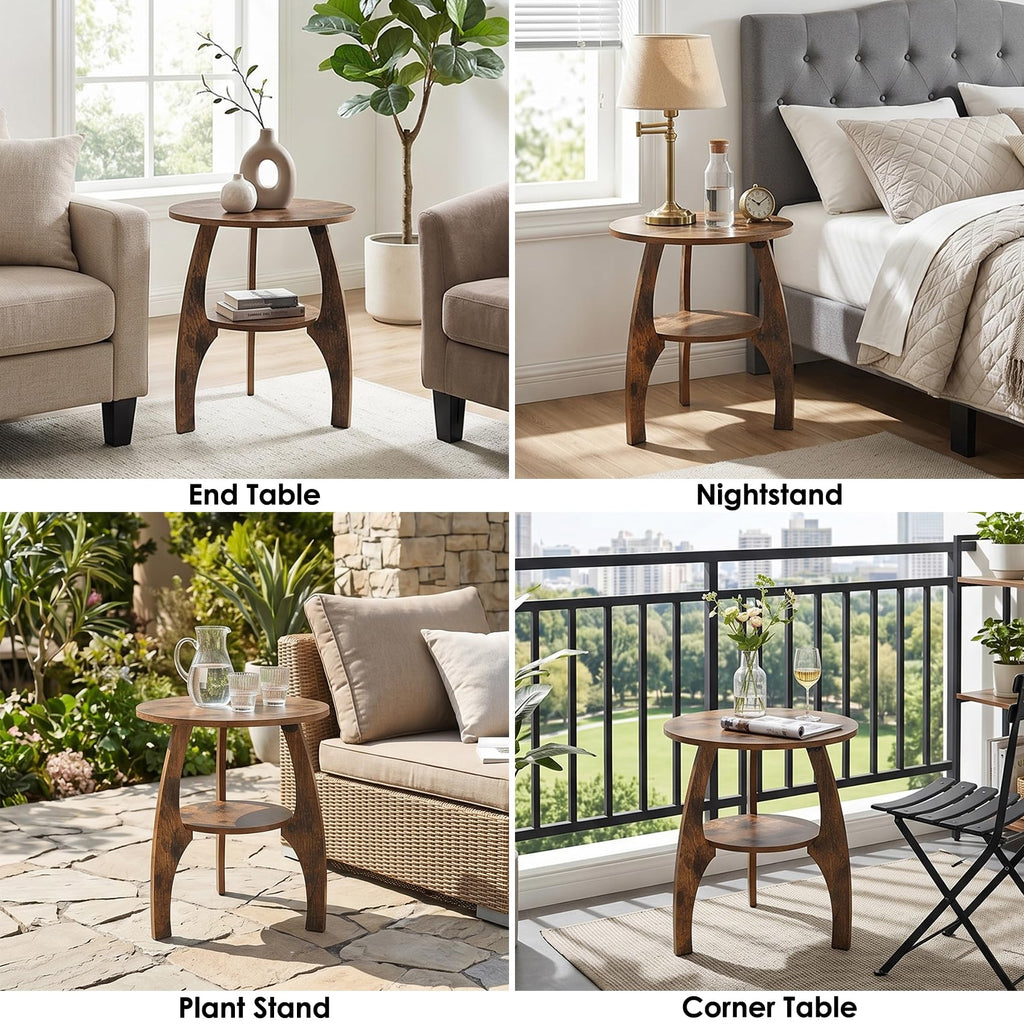2-Tier Round Wood Side Table D9412