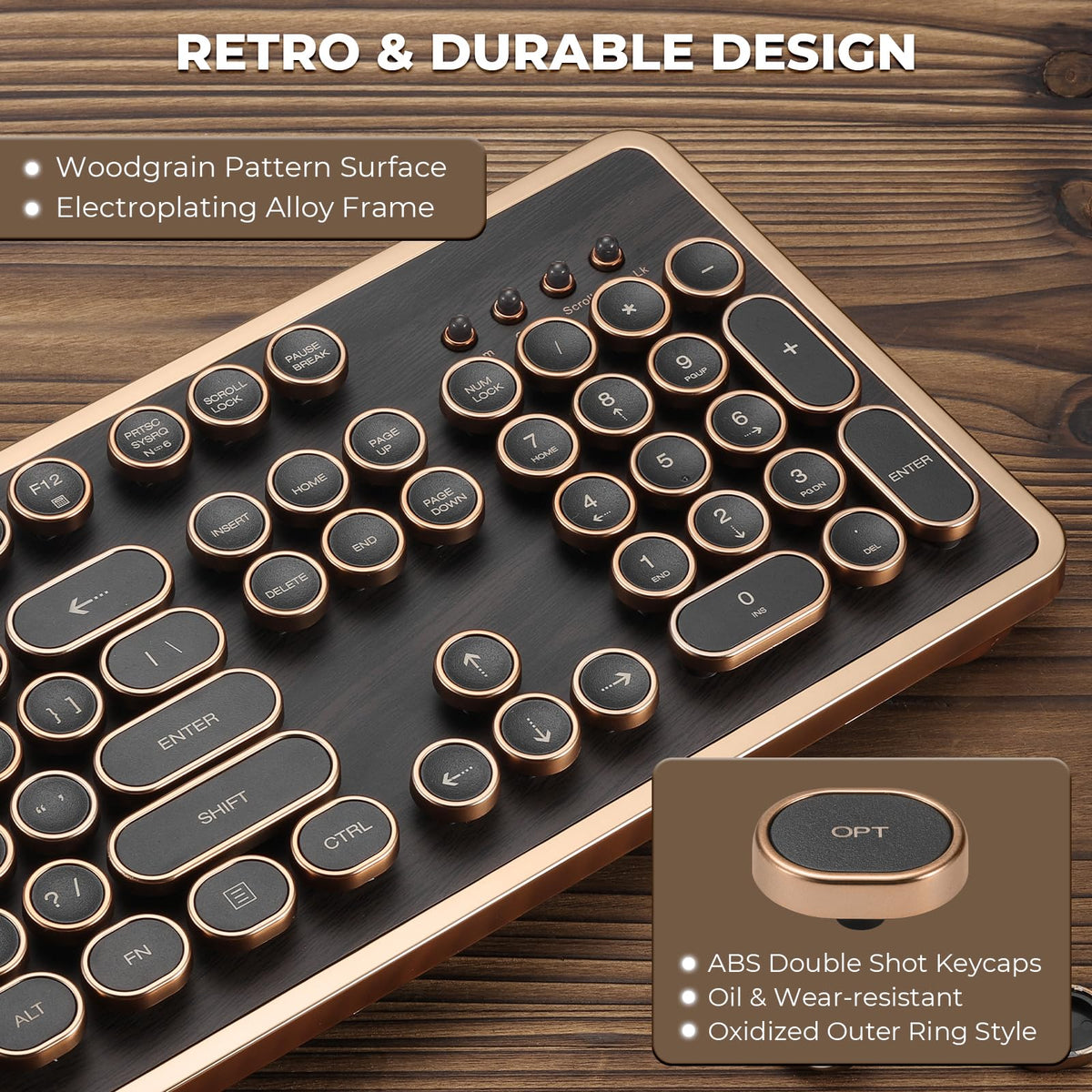 Wired Full-Size 104 Keys Mechanical Keyboard with Round Keycaps N110