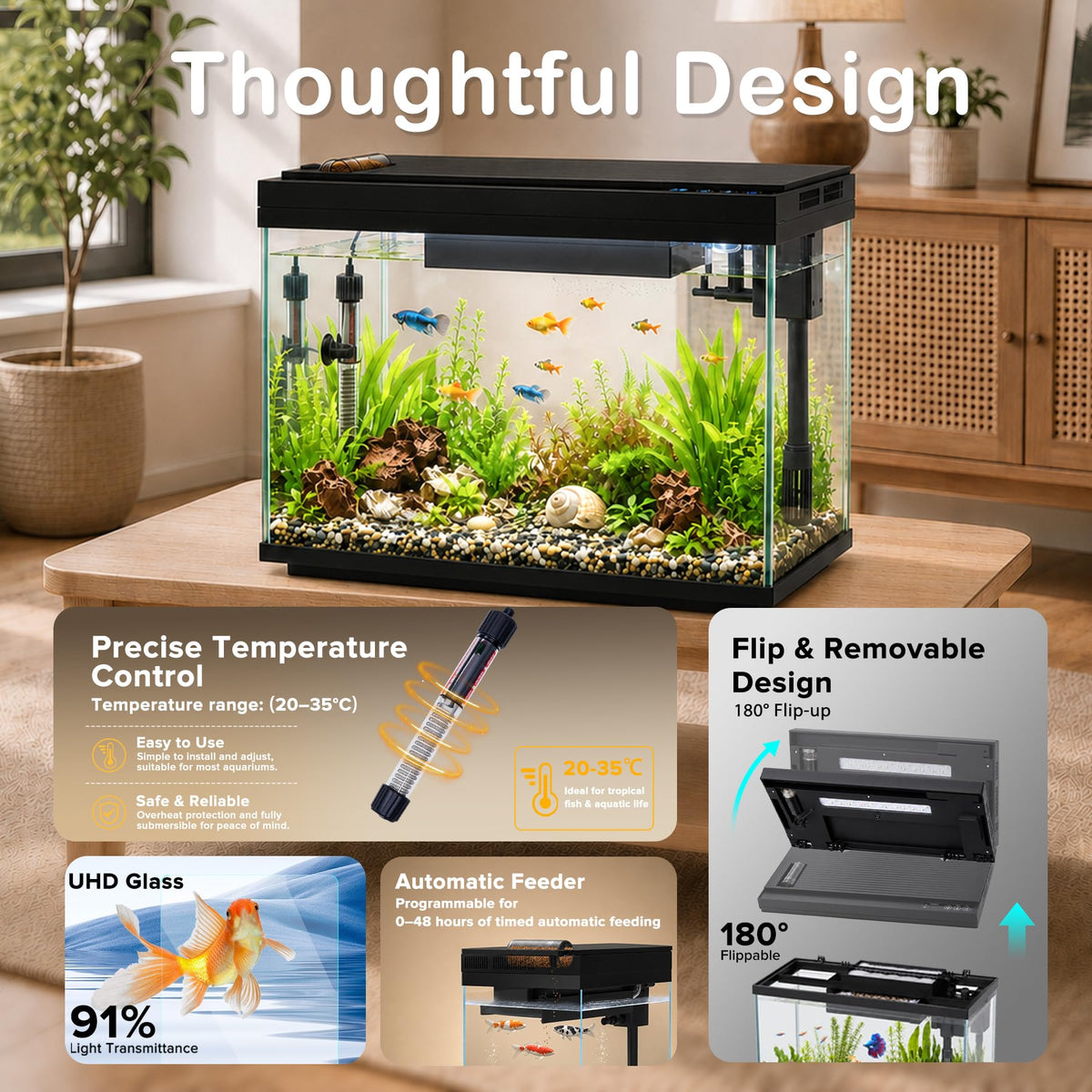 5 Gallon Aquarium Kit Ultra-White Glass I915987