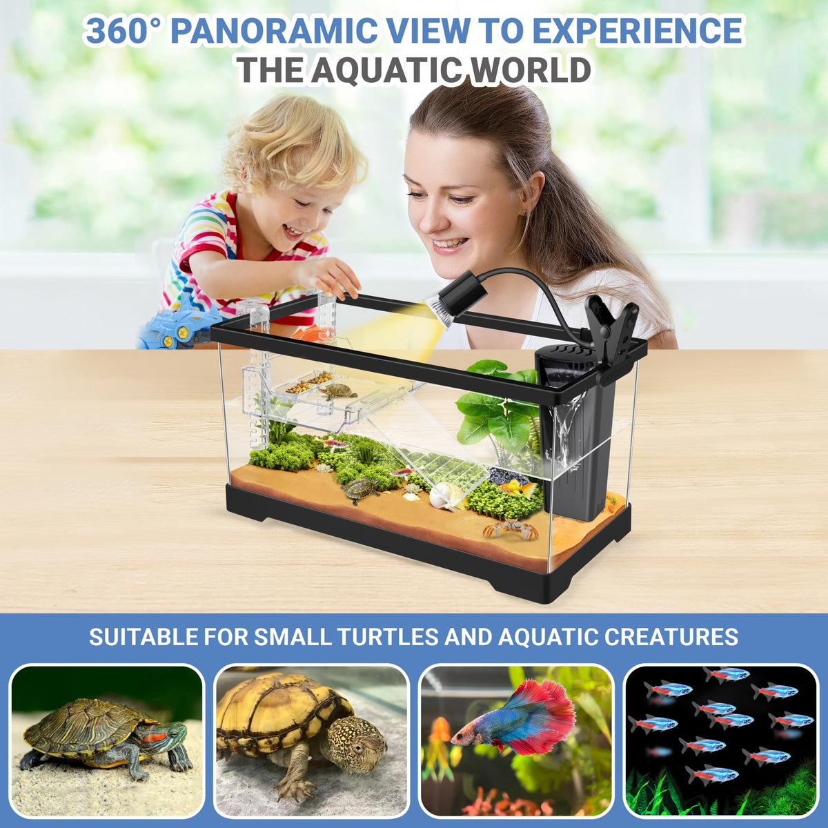 Aquatic Turtle Tank with Lamp and Filter Kit I809