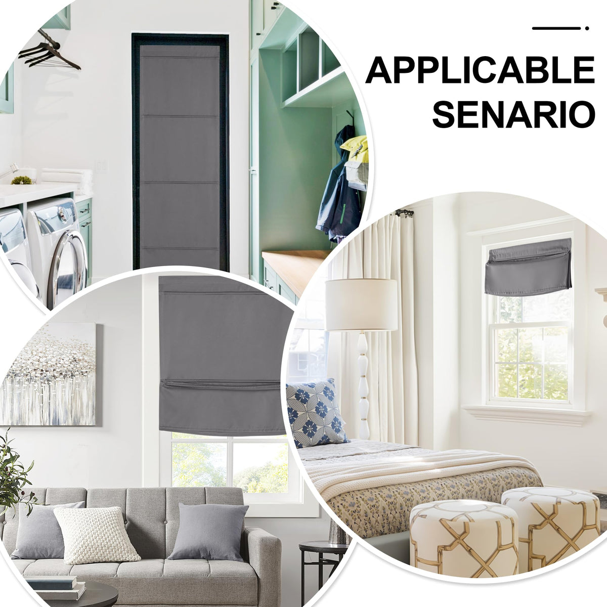 Magnetic Roman Shade Blackout Door Curtain A781520