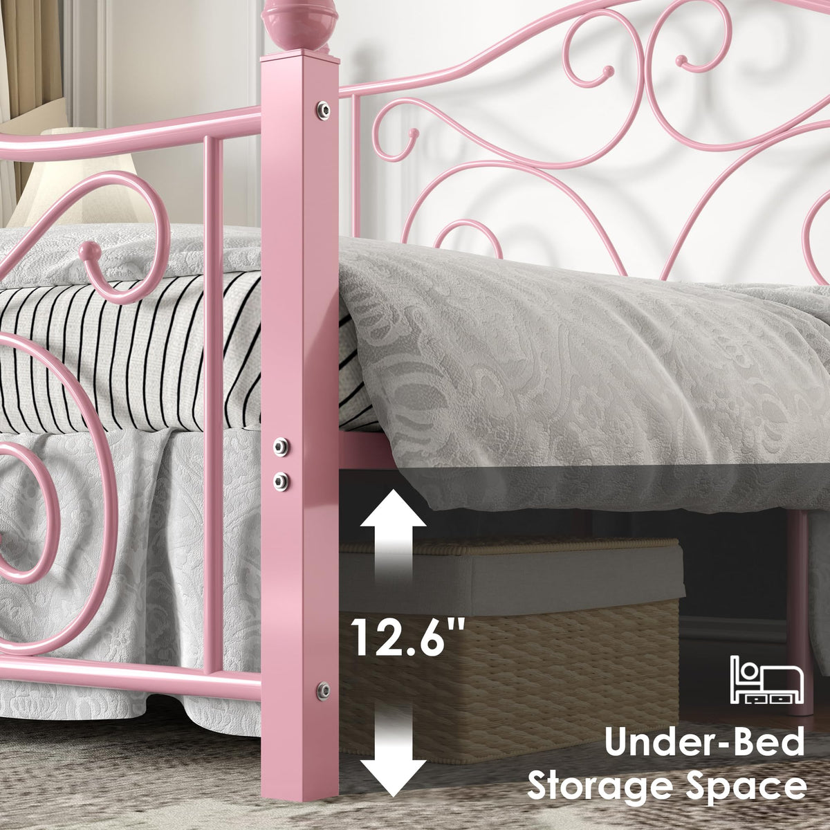Full Size Metal Bed Frame with Headboard and Footboard M85143