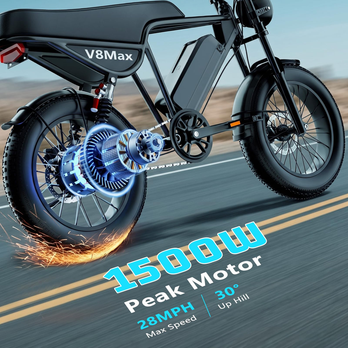 Electric Dirt Bike for Adults, 16"/20" x 4.0 Fat-Tire All-Terrain Ebike X1198