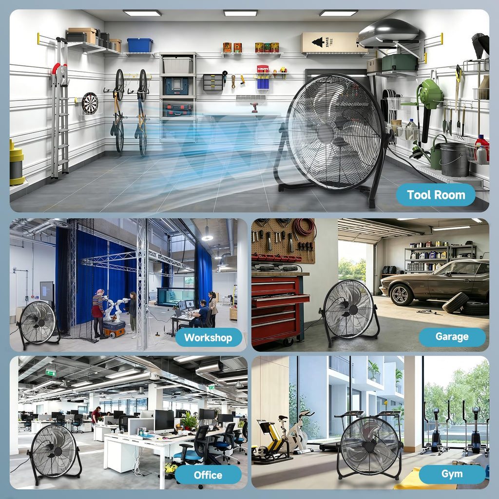 20" High Velocity Metal Floor Fan with Light K625989