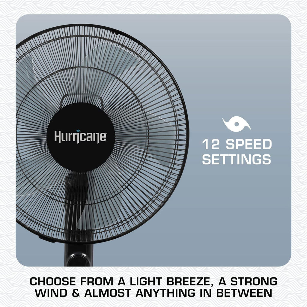 Black 16in Oscillating Pedestal Fan with Remote W38627