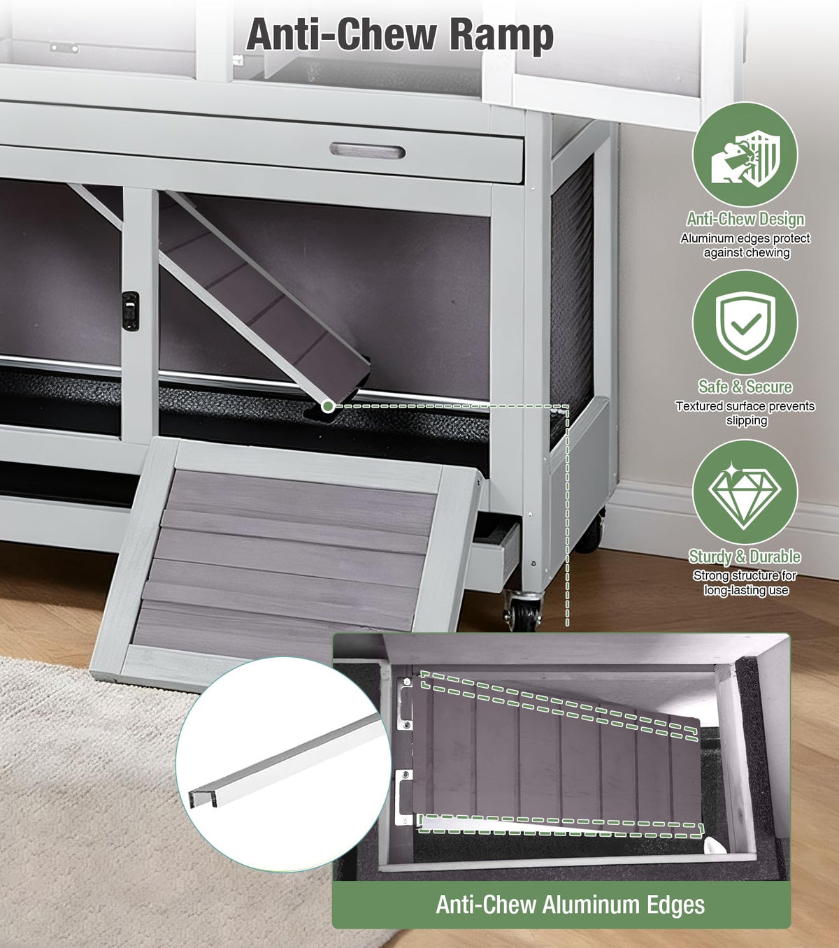 Two-Tier Guinea Pig Cage Rabbit Hutch with Ramp L748