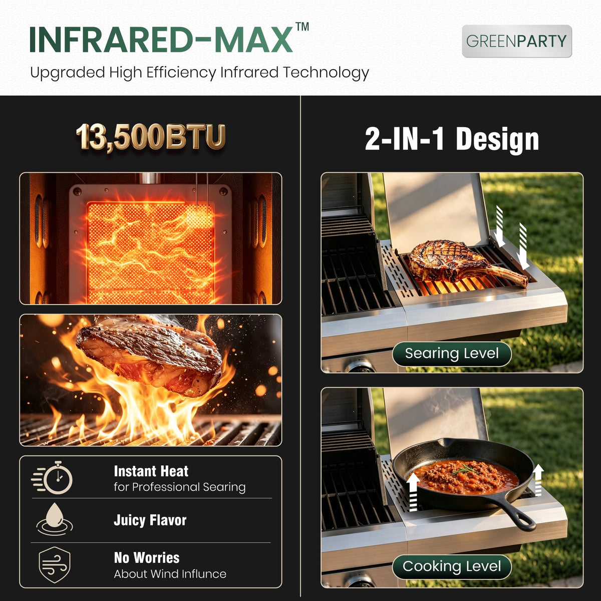 6 Burner Propane Gas Grill with Infrared Side Burner Z6745