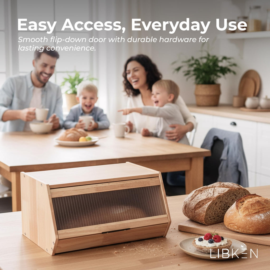 Wooden Bread Box with Plastic Lid F77770