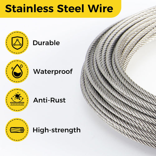 1/8 Inch 120FT Stainless Steel Wire Rope O78682