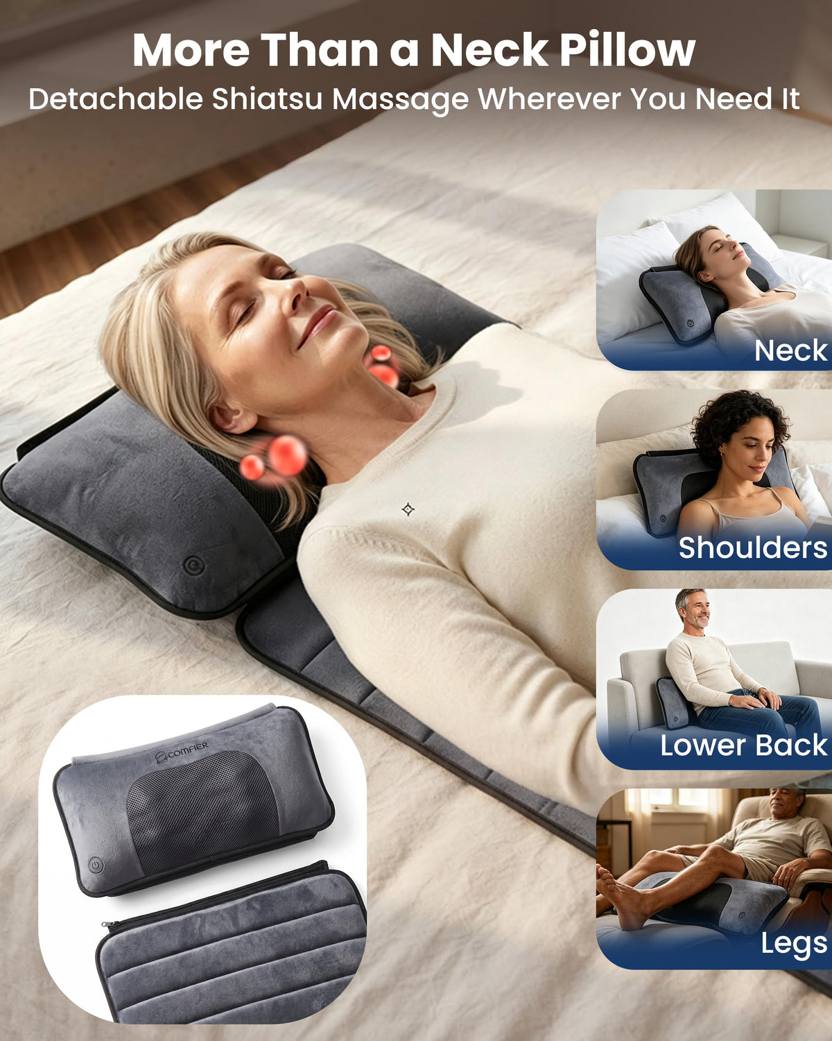 Full Body Massage Mat with Detachable Shiatsu Neck Pillow I9783