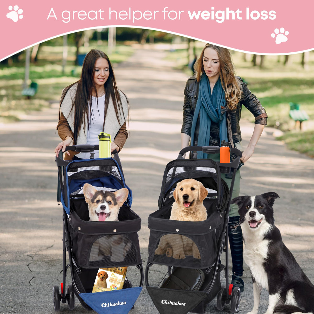 Pink 3 Wheels Pet Stroller U21498