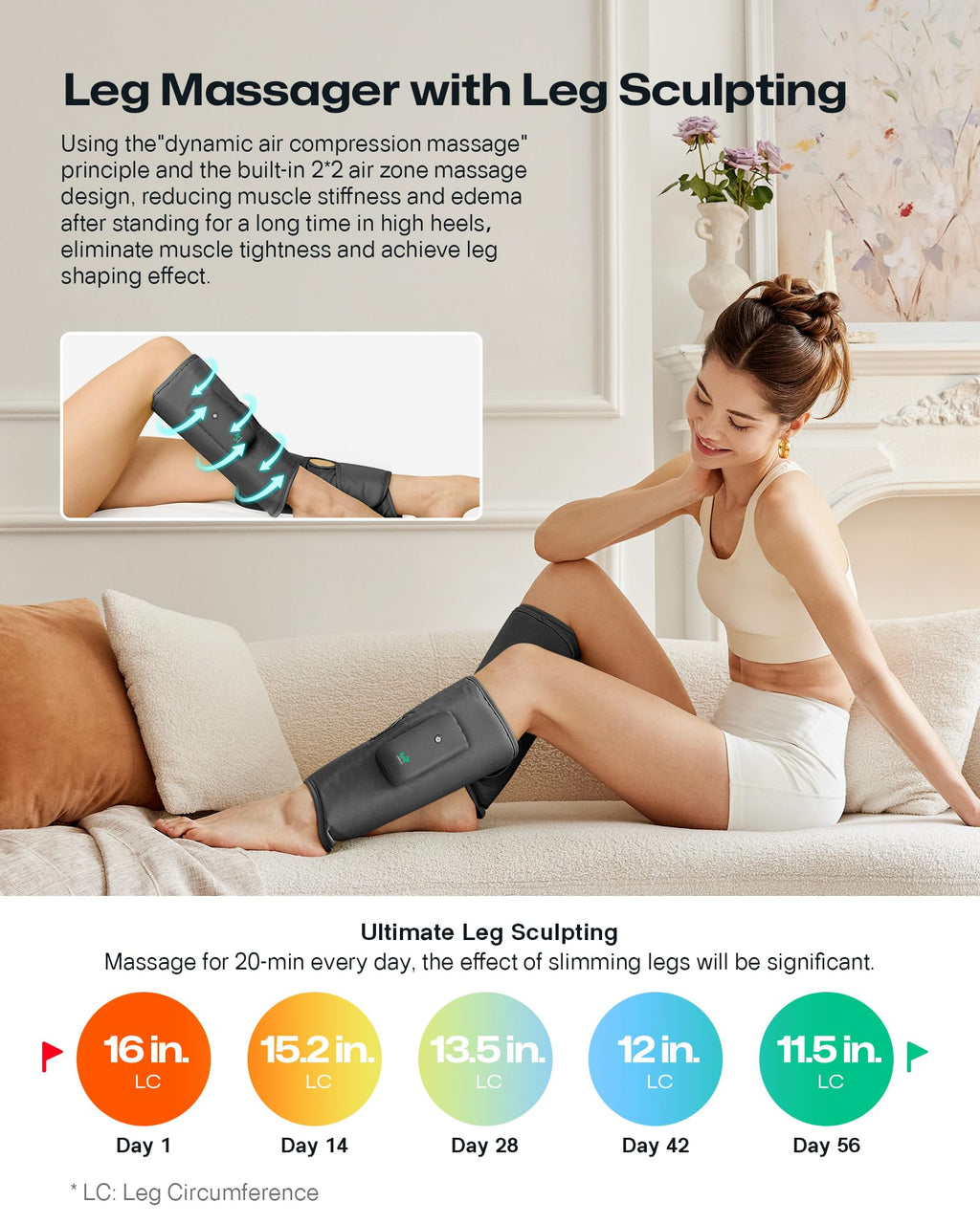 Smart Calf Massager with Air Compression, Adjustable Heat T4800