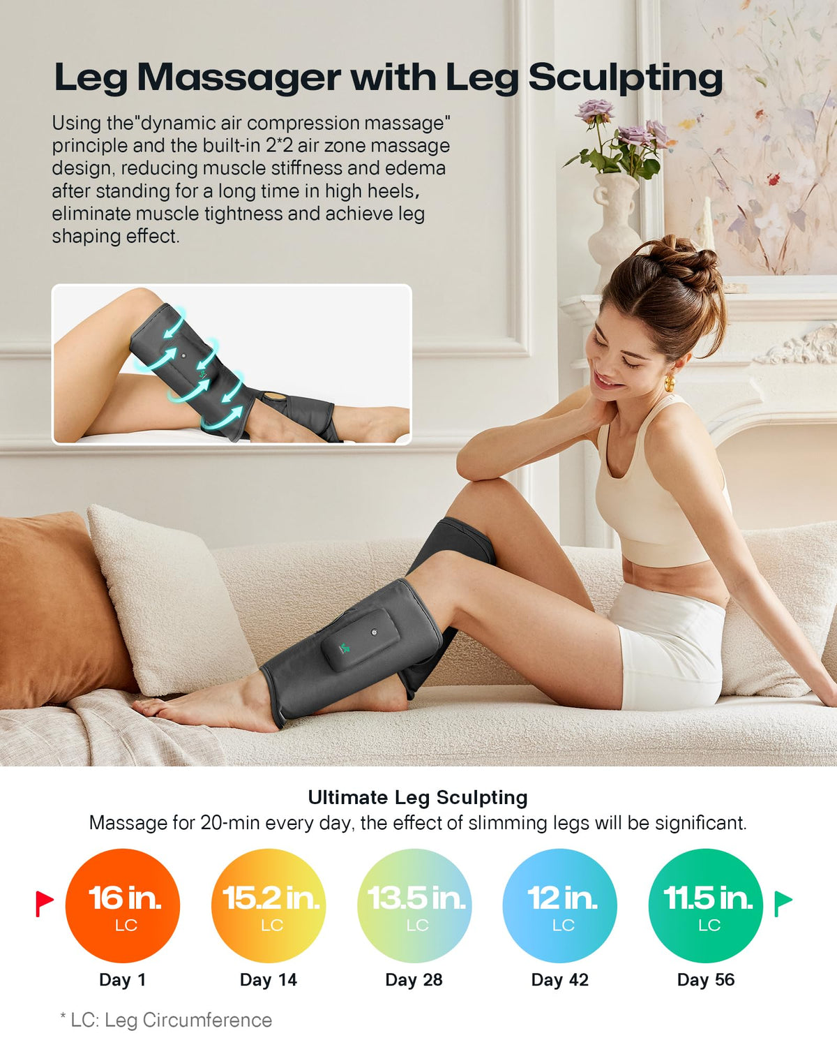 Smart Calf Massager with Air Compression, Adjustable Heat T4800