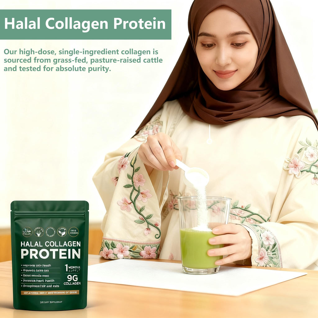 Halal Collagen Protein Powder, Grass Fed Organic Hydrolyzed Peptides, Unflavoured, 30 Servings W307