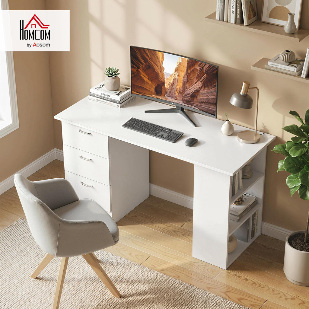 White Computer Desk with Drawers Z408