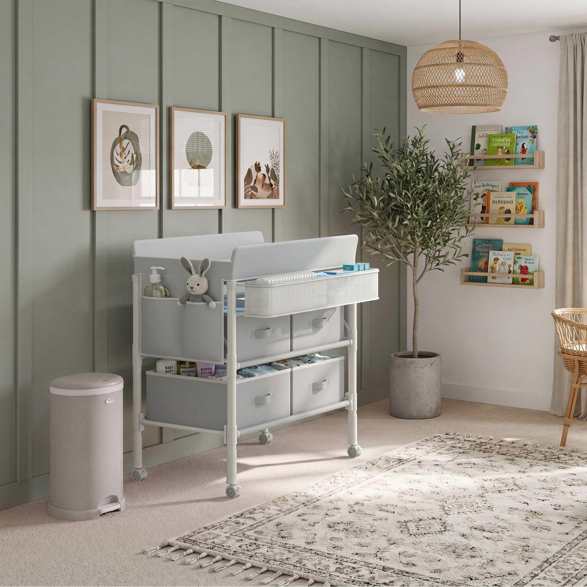 Grey Baby Changing Table with 4 Drawers X597801