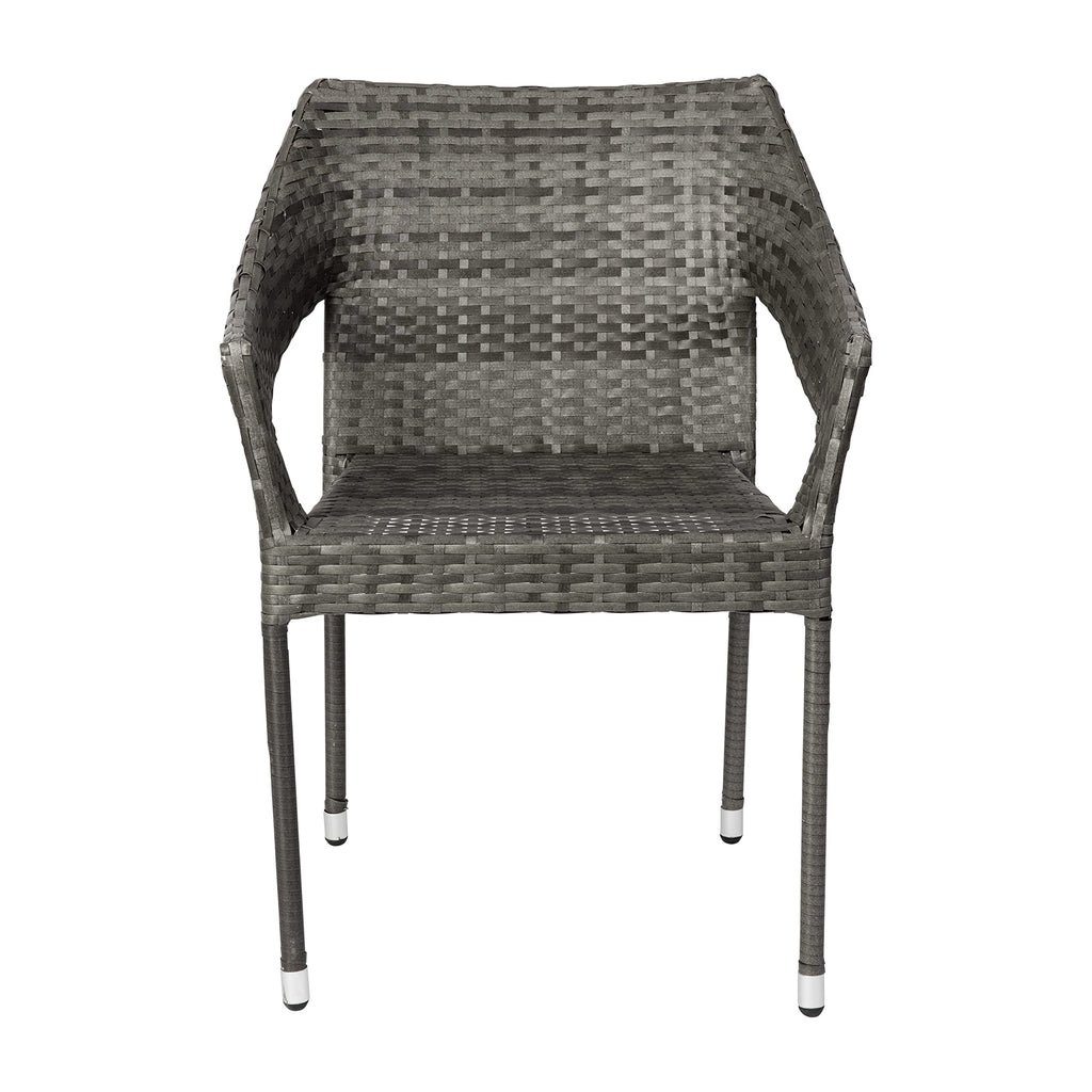 Gray PE Rattan Patio Dining Chair 2-Pack R451