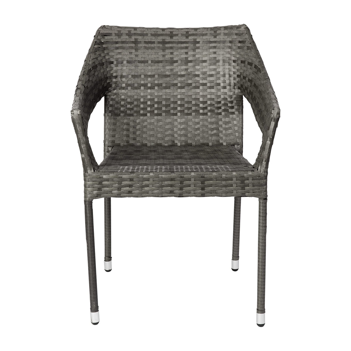 Gray PE Rattan Patio Dining Chair 2-Pack R451