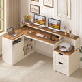 63" L Shaped Desk with Drawers and Printer Stand H698835