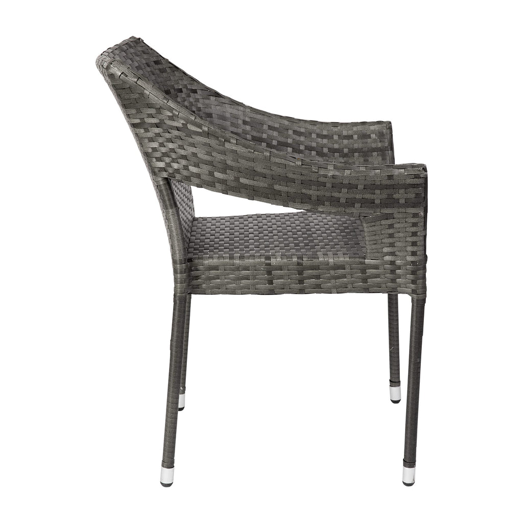 Gray PE Rattan Patio Dining Chair 2-Pack R451