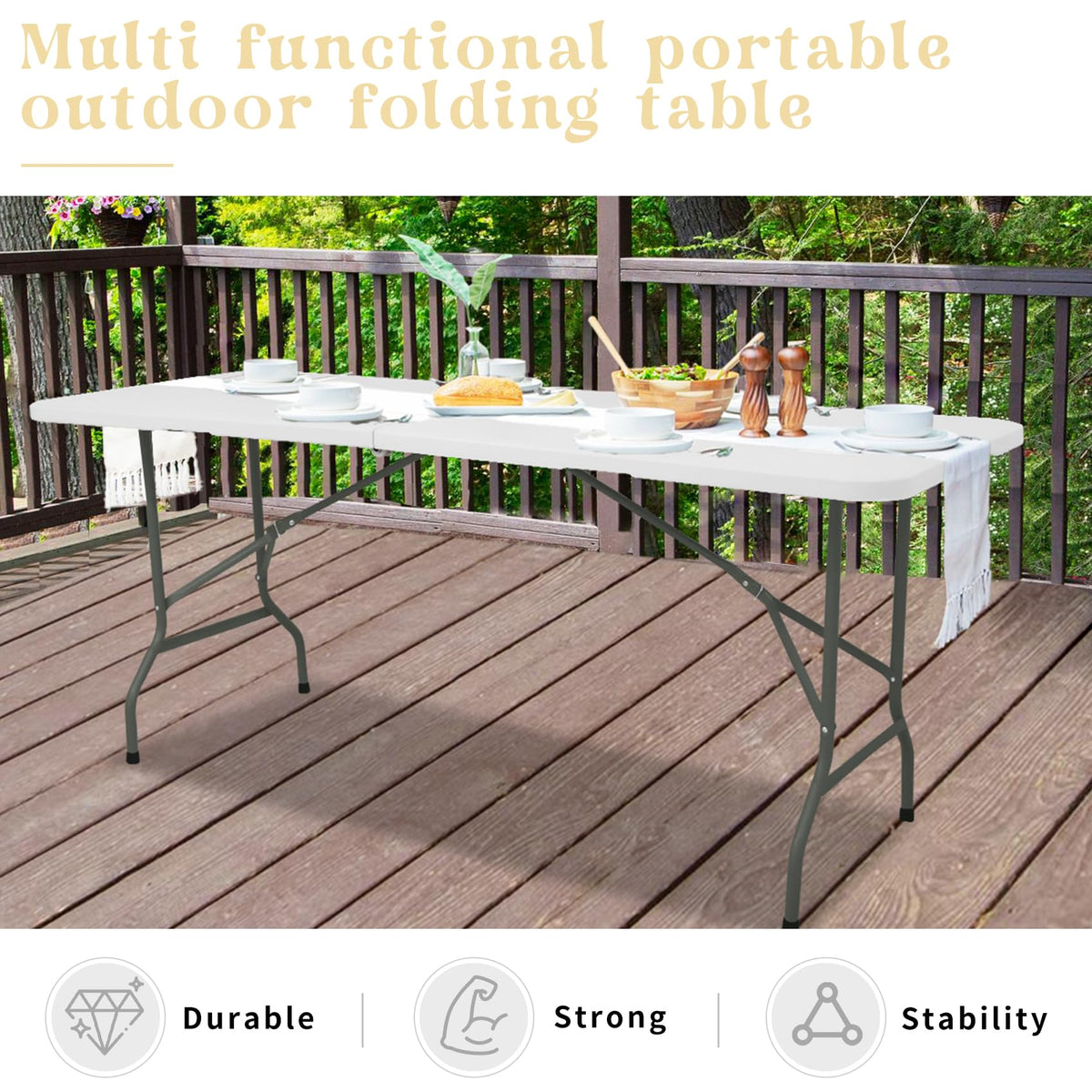Set of 2 White 6 FT Folding Plastic Table A355
