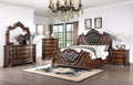 Brown Cherry California King Bed Frame with Tufted Leatherette Headboard C57129