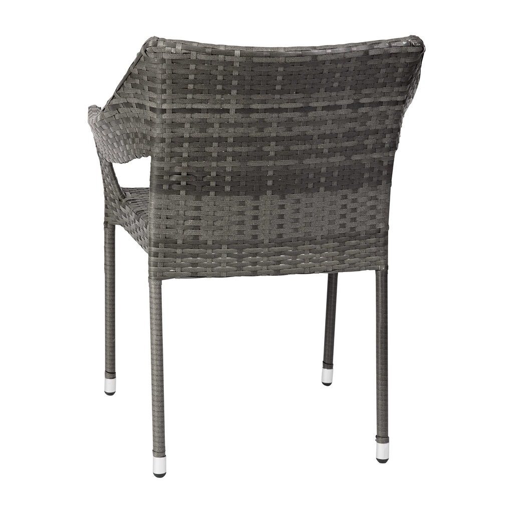Gray PE Rattan Patio Dining Chair 2-Pack R451