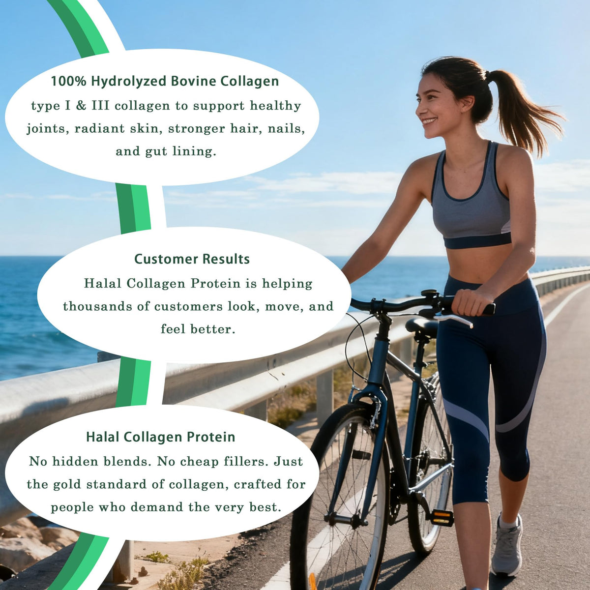 Halal Collagen Protein Powder, Grass Fed Organic Hydrolyzed Peptides, Unflavoured, 30 Servings W307