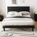 Full Faux Leather Upholstered Platform Bed Frame with Adjustable Headboard M29982