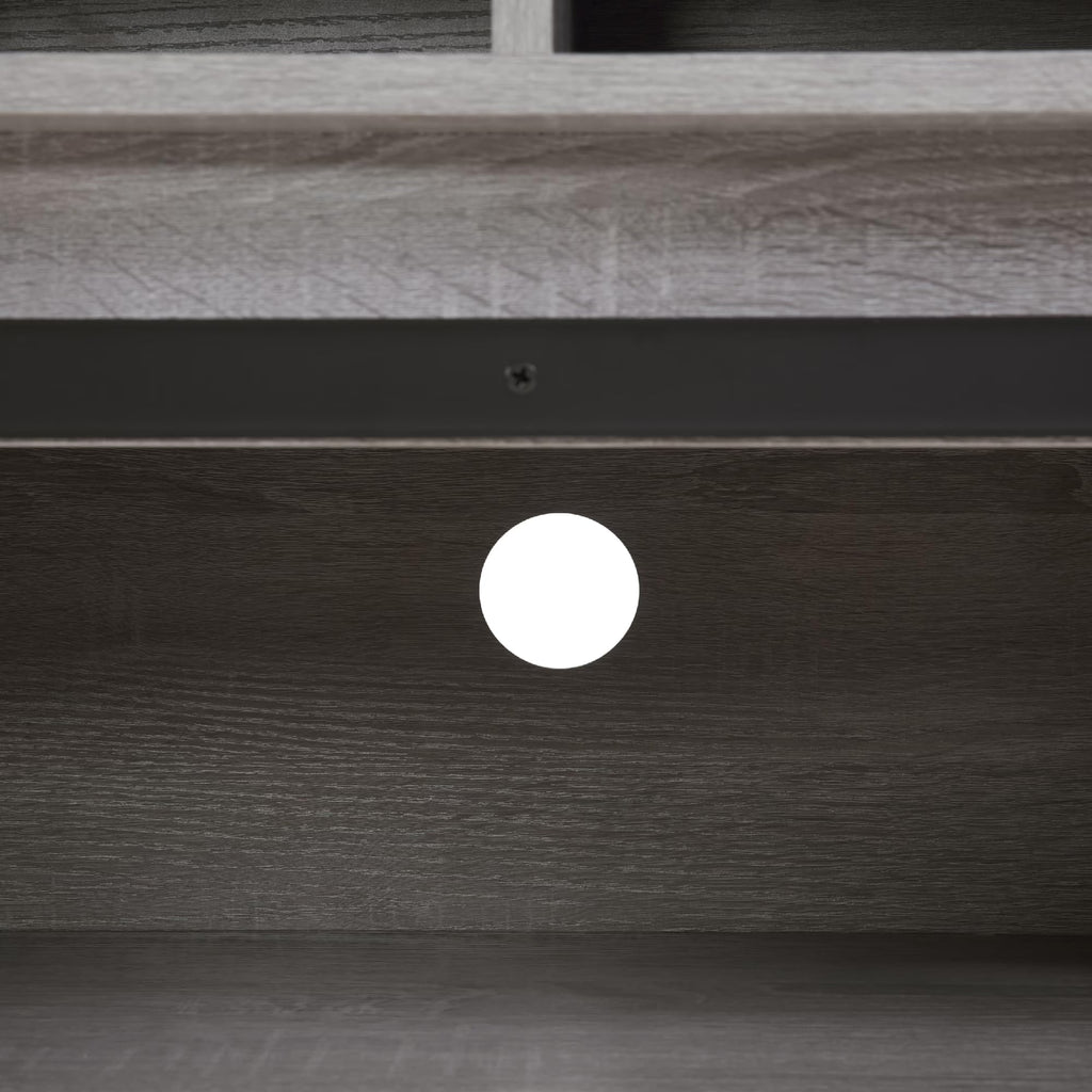 65" Grey Farmhouse TV Stand with Sliding Doors F524