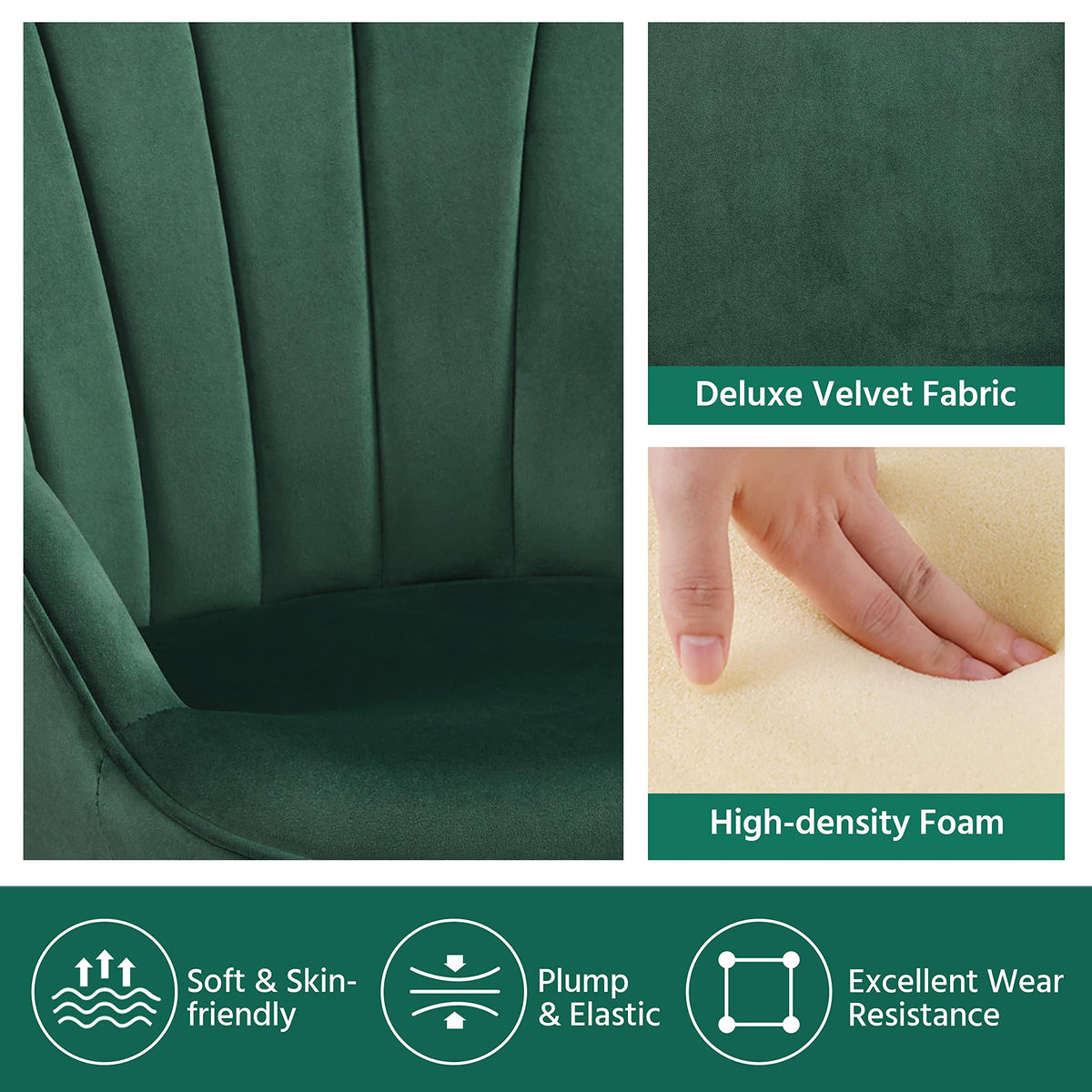Green Upholstered Accent Chairs Set of 2 U6268